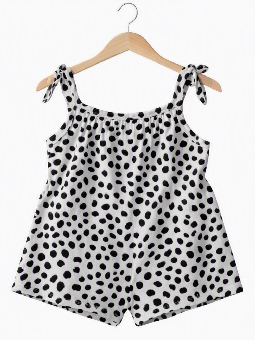 10/$15 Old Navy Black & White Polka Dot Tie-Shoulder Tank Romper